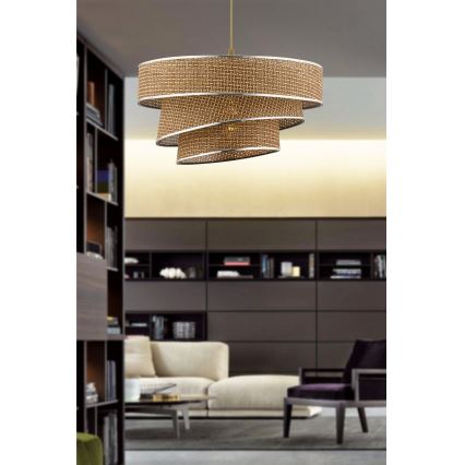 Lustr na lanku COUPER 1xE27/60W/230V hnědá/lesklý chrom