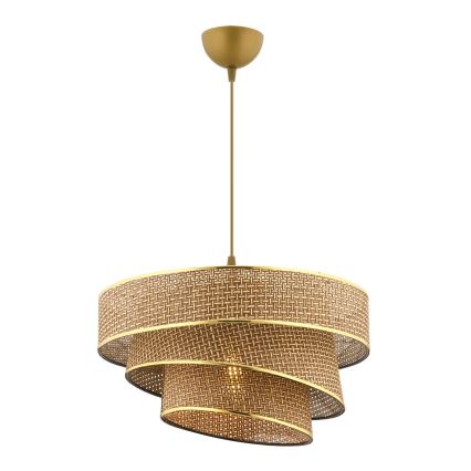 Lustr na lanku COUPER 1xE27/60W/230V hnědá/zlatá