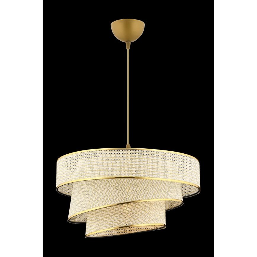 Lustr na lanku COUPER 1xE27/60W/230V krémová/zlatá