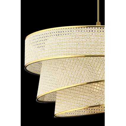 Lustr na lanku COUPER 1xE27/60W/230V krémová/zlatá
