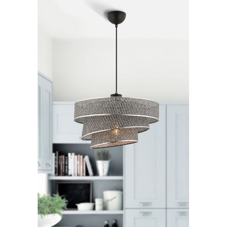 Lustr na lanku COUPER 1xE27/60W/230V šedá/lesklý chrom