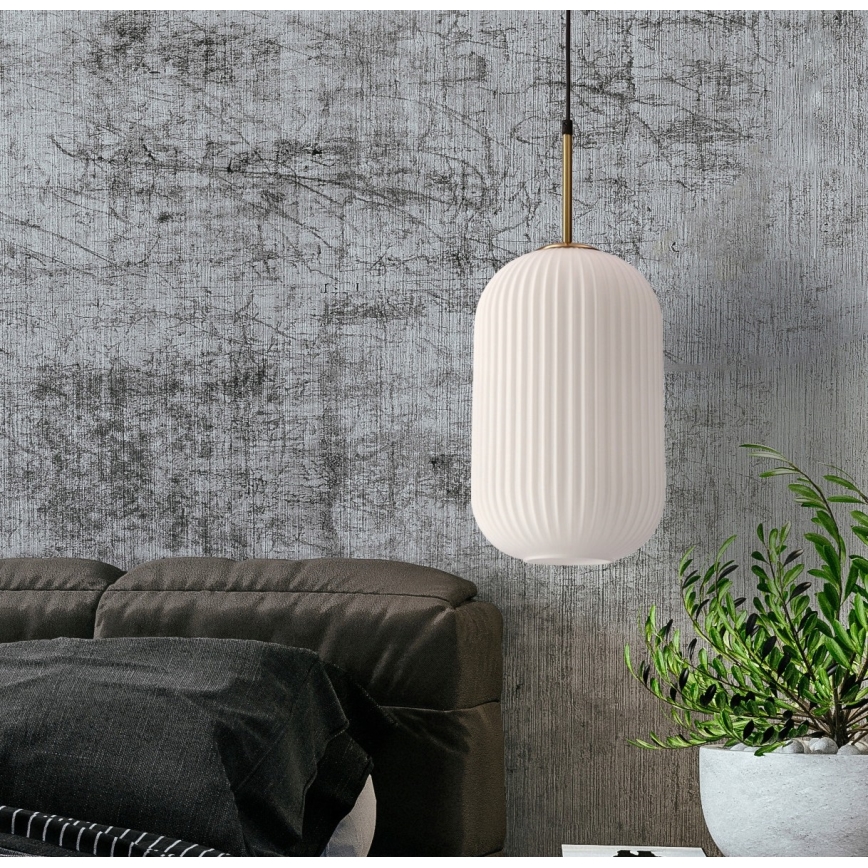 Lustr na lanku CRESTO 1xE27/40W/230V bílá/zlatá