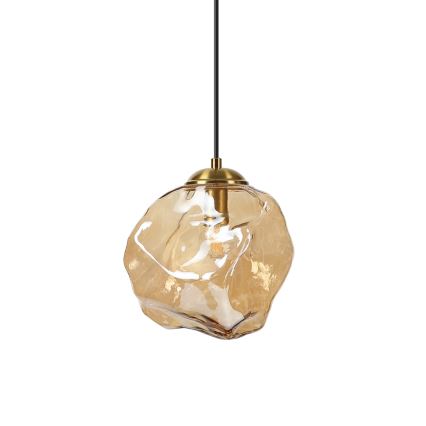 Lustr na lanku CRISTAL 1xE14/15W/230V mosaz/kouřová béžová