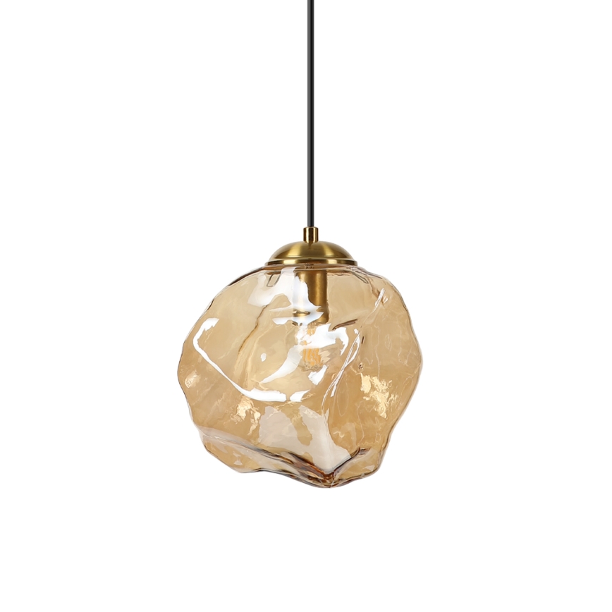 Lustr na lanku CRISTAL 1xE14/15W/230V mosaz/kouřová béžová