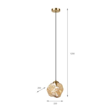 Lustr na lanku CRISTAL 1xE14/15W/230V mosaz/kouřová béžová