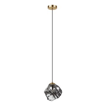 Lustr na lanku CRISTAL 1xE14/15W/230V mosaz/kouřová černá
