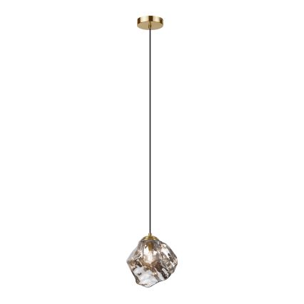 Lustr na lanku CRISTAL 1xE14/15W/230V mosaz/kouřová černá