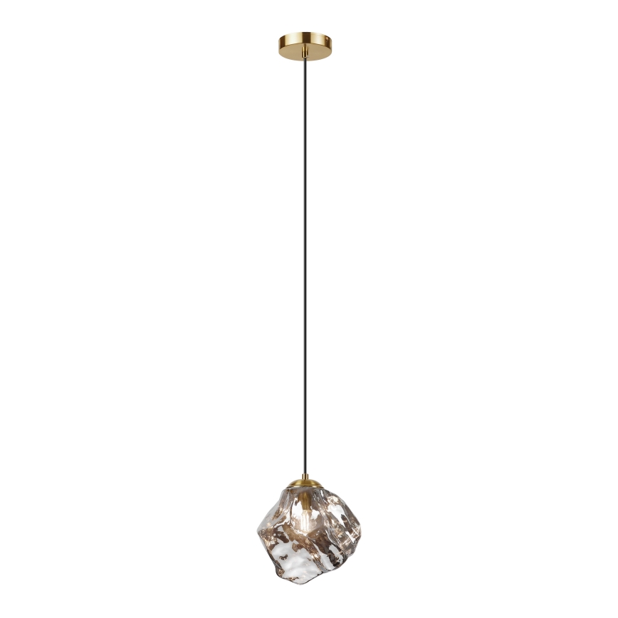 Lustr na lanku CRISTAL 1xE14/15W/230V mosaz/kouřová černá