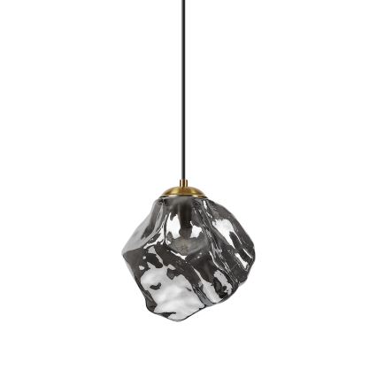 Lustr na lanku CRISTAL 1xE14/15W/230V mosaz/kouřová černá