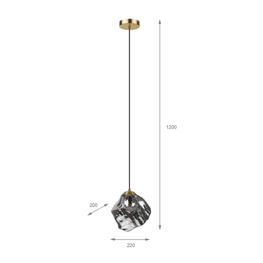 Lustr na lanku CRISTAL 1xE14/15W/230V mosaz/kouřová černá