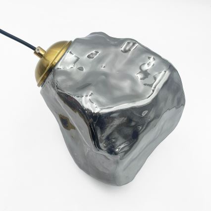 Lustr na lanku CRISTAL 3xE14/15W/230V mosaz/kouřová černá