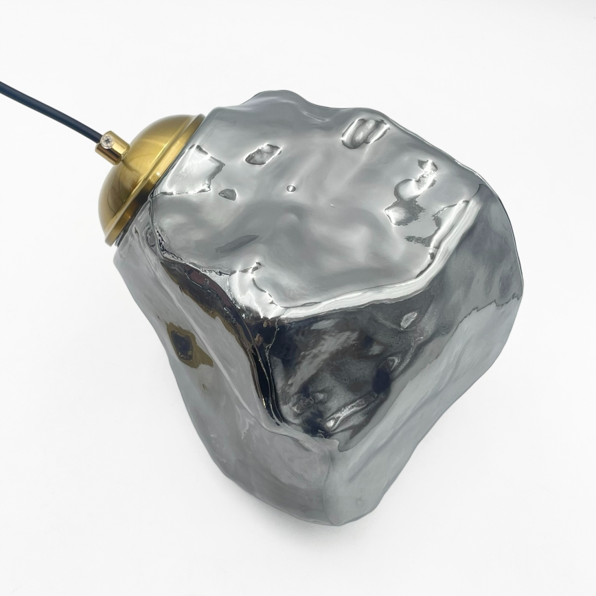 Lustr na lanku CRISTAL 3xE14/15W/230V mosaz/kouřová černá