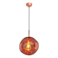 Lustr na lanku CRUMPLED 1xE27/24W/230V pr. 26 cm měděná