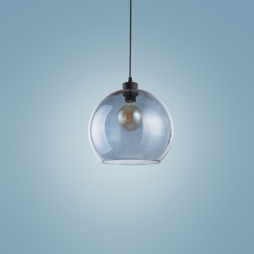 Lustr na lanku CUBUS 1xE27/60W/230V modrá