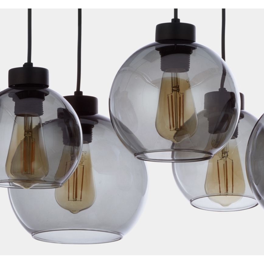 Lustr na lanku CUBUS 6xE27/60W/230V černá