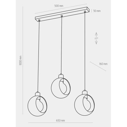 Lustr na lanku CYKLOP 3xE27/60W/230V bílá