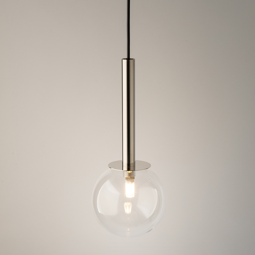 Lustr na lanku DAISY 1xG9/12W/230V pr. 14 cm lesklý chrom/černá/čirá
