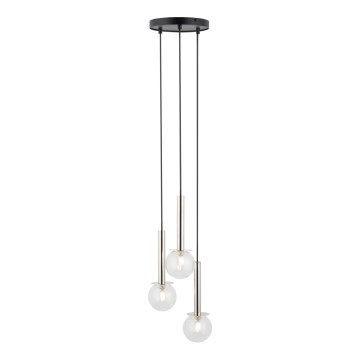 Lustr na lanku DAISY 3xG9/12W/230V pr. 27 cm lesklý chrom/černá/čirá