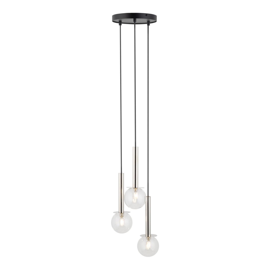 Lustr na lanku DAISY 3xG9/12W/230V pr. 27 cm lesklý chrom/černá/čirá