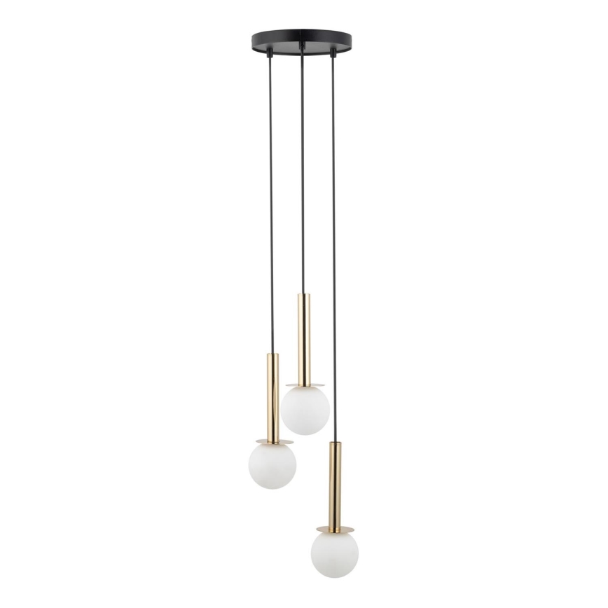 Lustr na lanku DAISY 3xG9/12W/230V pr. 27 cm zlatá/černá/bílá