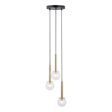Lustr na lanku DAISY 3xG9/12W/230V pr. 27 cm zlatá/černá/čirá