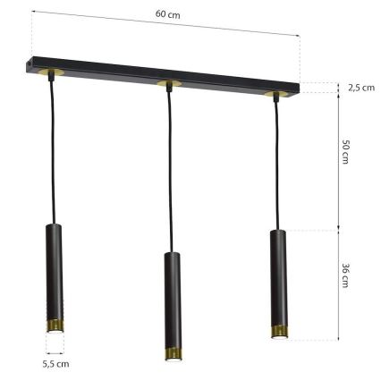 Lustr na lanku DANI 3xGU10/8W/230V