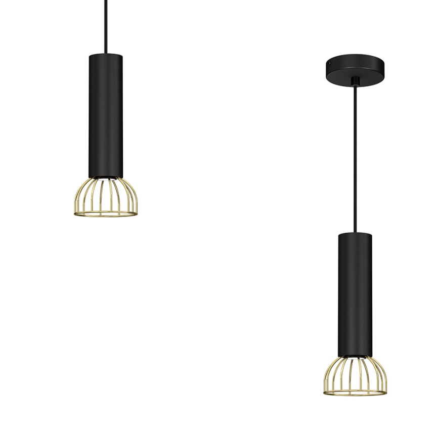 Lustr na lanku DANTE 1xGU10/25W/230V černá/zlatá