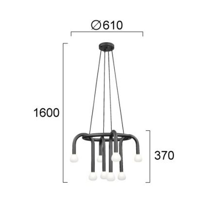 Lustr na lanku DELORI 8xG9/28W/230V černá