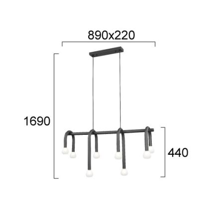 Lustr na lanku DELORI 8xG9/28W/230V černá