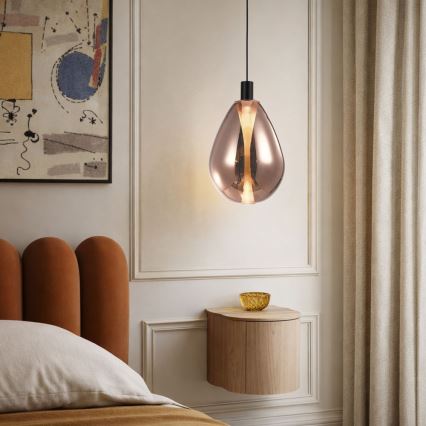 Lustr na lanku DENSO 1xG9/5W/230V pr. 20 cm měděná/černá