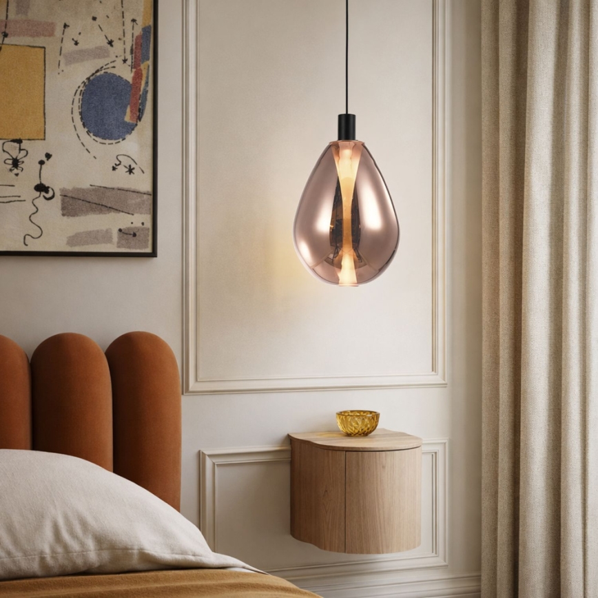 Lustr na lanku DENSO 1xG9/5W/230V pr. 20 cm měděná/černá