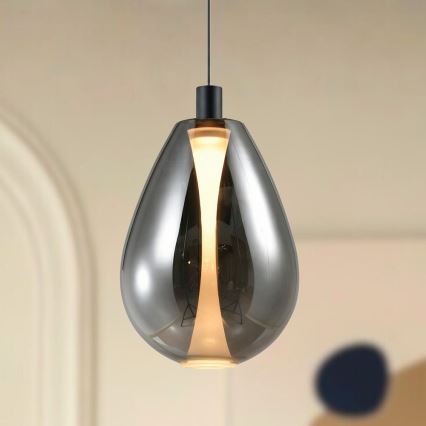 Lustr na lanku DENSO 1xGU10/10W/230V pr. 30 cm černý chrom