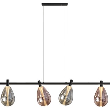 Lustr na lanku DENSO 4xG9/5W/230V černý chrom/měděná