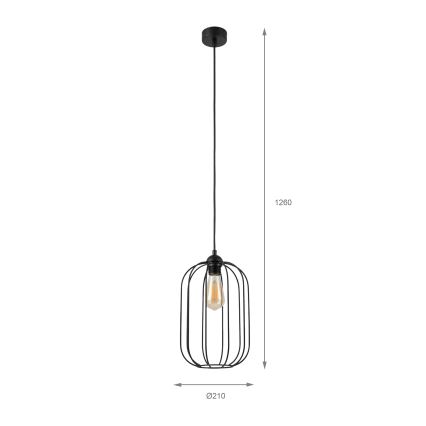 Lustr na lanku DESTELLO 1xE27/15W/230V pr. 21 cm černá