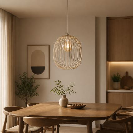 Lustr na lanku DESTELLO 1xE27/15W/230V pr. 33 cm béžová