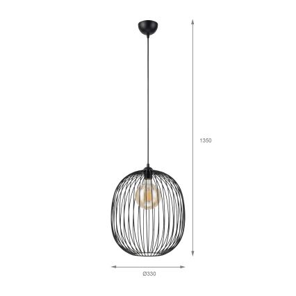 Lustr na lanku DESTELLO 1xE27/15W/230V pr. 33 cm černá