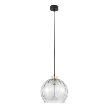 Lustr na lanku DEVI 1xE27/15W/230V černá/čirá