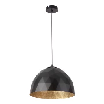 Lustr na lanku DIAMENT 1xE27/60W/230V pr. 35 cm černá/zlatá