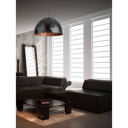 Lustr na lanku DIAMENT 1xE27/60W/230V pr. 50 cm černá/měděná