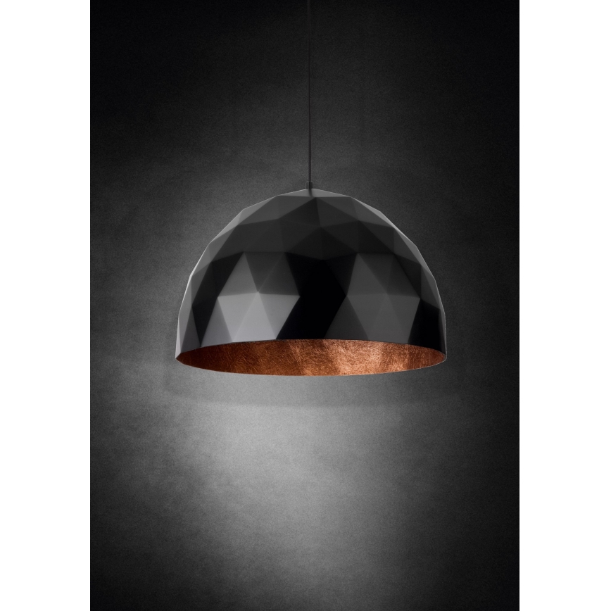 Lustr na lanku DIAMENT 1xE27/60W/230V pr. 50 cm černá/měděná