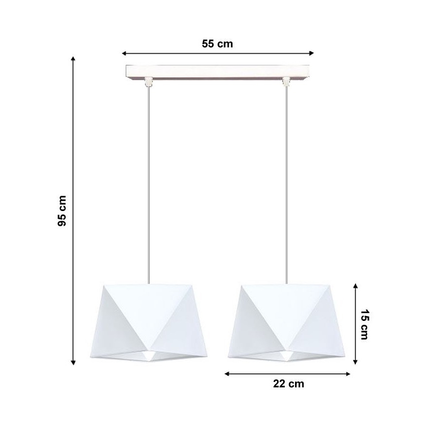 Lustr na lanku DIAMENT 2xE27/60W/230V bílá
