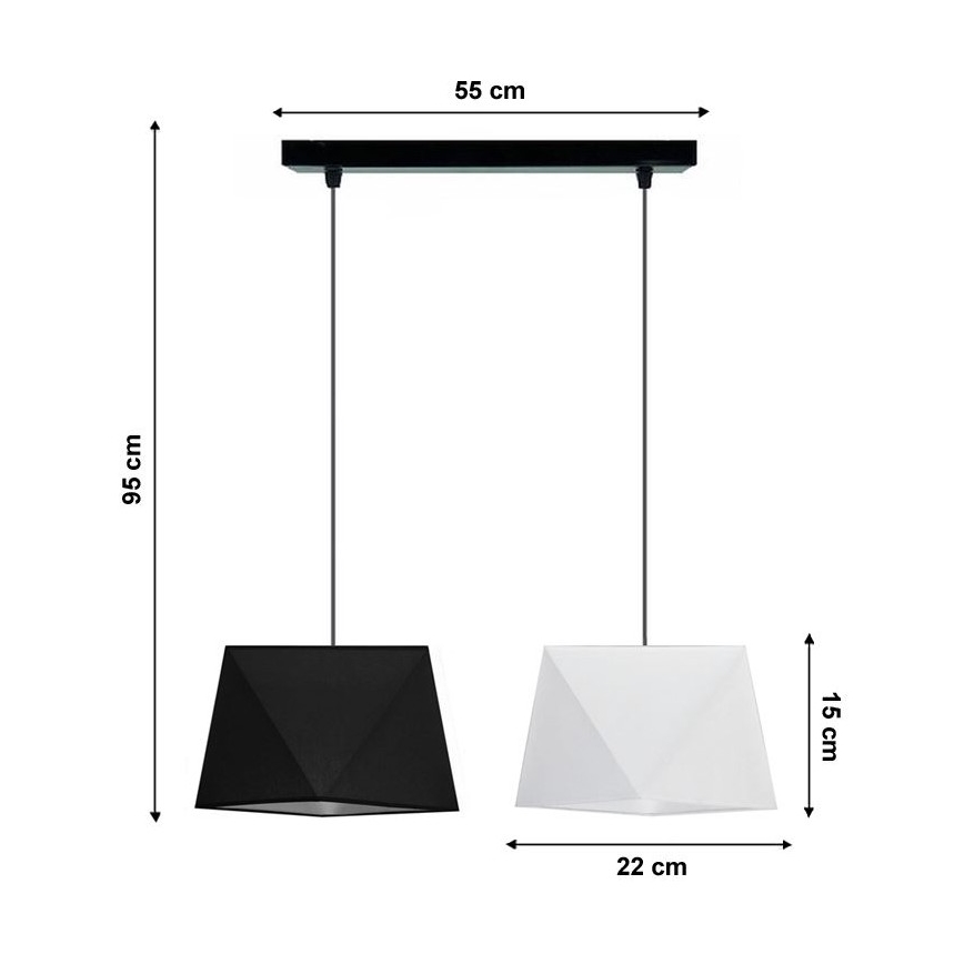 Lustr na lanku DIAMENT 2xE27/60W/230V černobílá