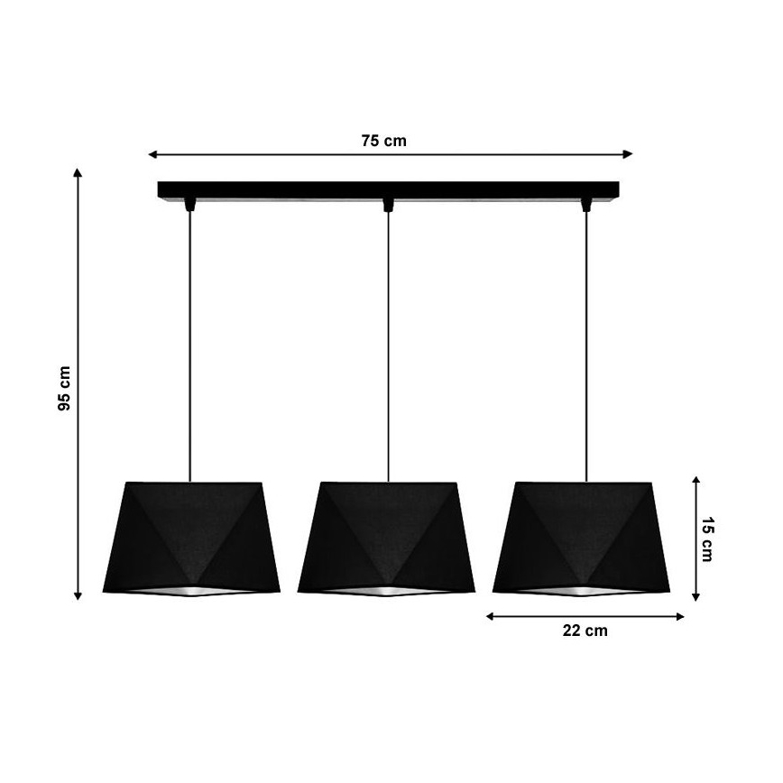 Lustr na lanku DIAMENT 3xE27/60W/230V černá