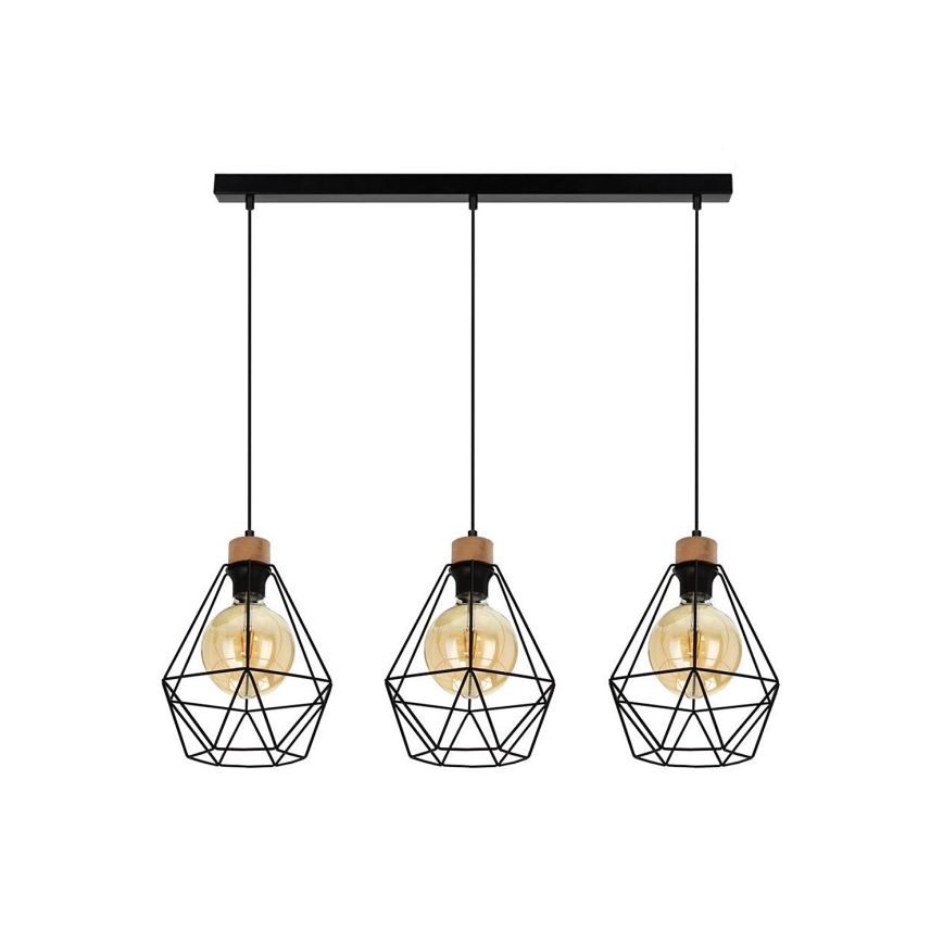 Lustr na lanku DIAMENT 3xE27/60W/230V dub – FSC certifikováno