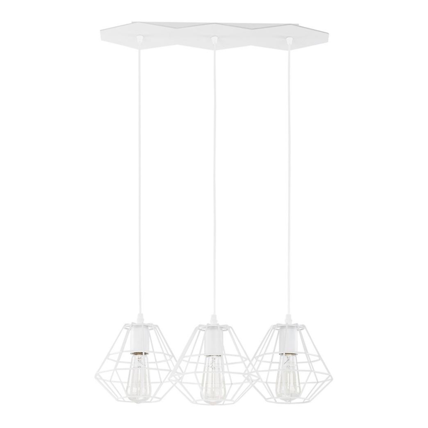 Lustr na lanku DIAMOND 3xE27/60W/230V bílá