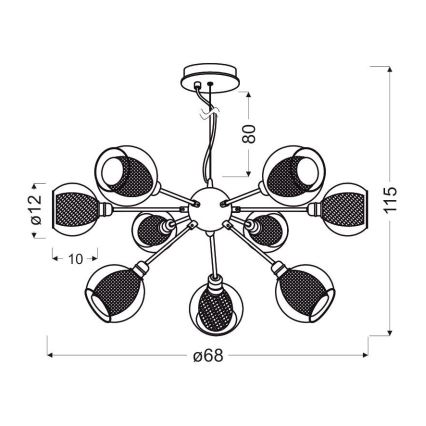 Lustr na lanku DIXI 9xE14/40W/230V