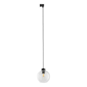 Lustr na lanku do 1-fázového lištového systému CUBUS 1xE27/15W/230V černá/čirá