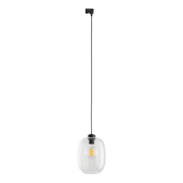 Lustr na lanku do 1-fázového lištového systému ELIO 1xE27/15W/230V černá/čirá