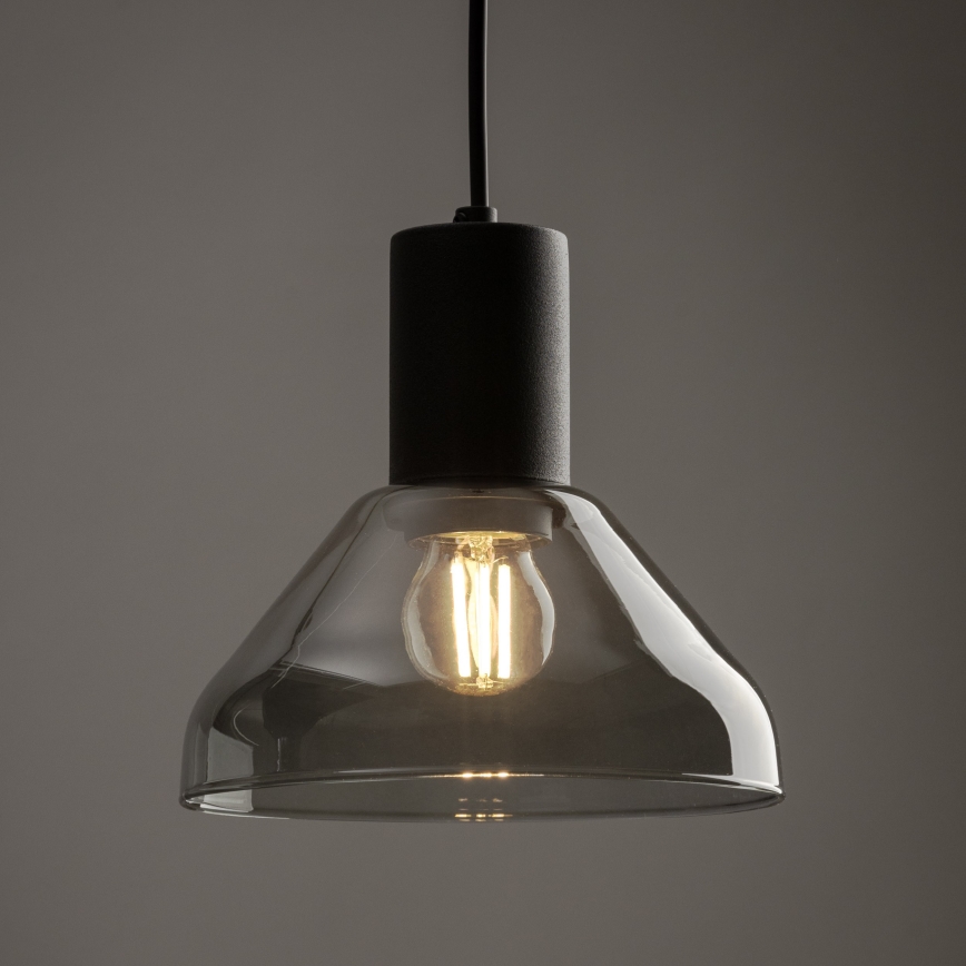 Lustr na lanku do 3-fázového lištového systému NEO 1xE27/15W/230V černá/kouřová černá