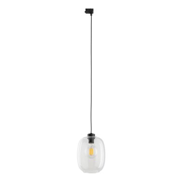 Lustr na lanku do 3-fázového lištového systému ELIO 1xE27/15W/230V černá/čirá